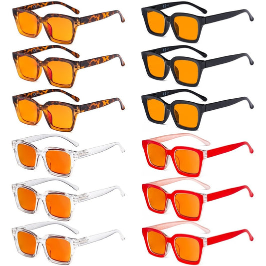 12 Pack Orange Tinted Stylish Blue Light Blocking Reading Glasses DS9106eyekeeper.com