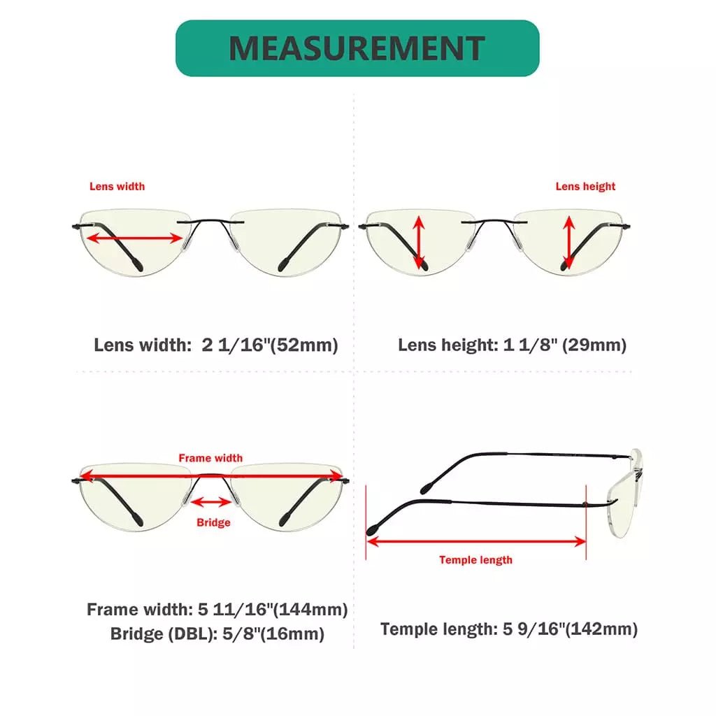 12 Pack Rimless Blue Light Filter Reading Glasses Half Moon Readers UVRL2eyekeeper.com