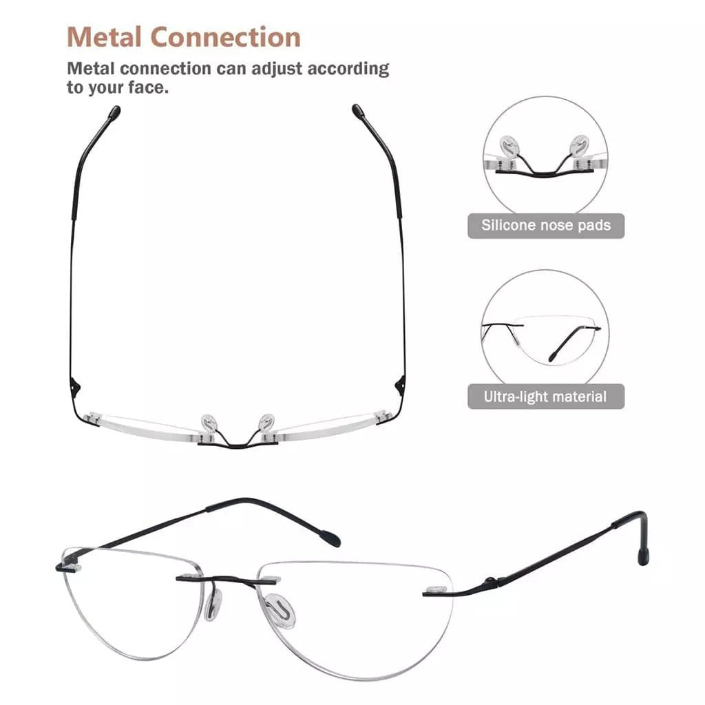 12 Pack Rimless Reading Glasses Half Moon Lightweight Readers RL2eyekeeper.com