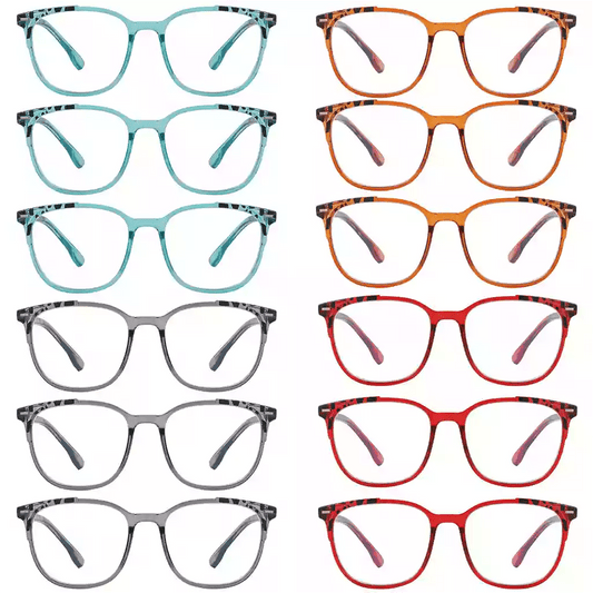 12 Pack Stylish Oversized Pattern Reading Glasses R9001Deyekeeper.com