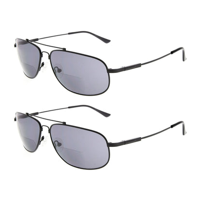 2 Pack Modern Metal Bifocal Reading Sunglasses Chic Readers SG1803eyekeeper.com