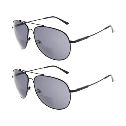 2 Pack Pilot Full Rim Bifocal Reading Sunglasses Chic Readers SG1802eyekeeper.com