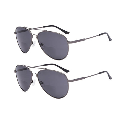 2 Pack Pilot Metal Bifocal Reading Sunglasses Chic Readers SG1804eyekeeper.com