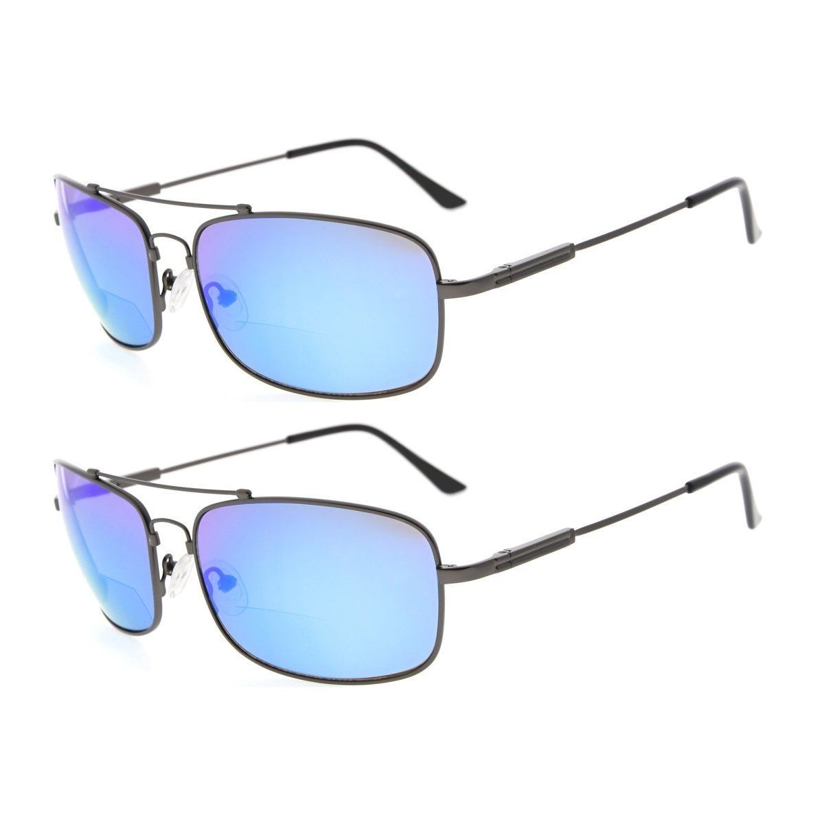 2 Pack Rectangle Metal Bifocal Reading Sunglasses Chic Readers SG1805eyekeeper.com