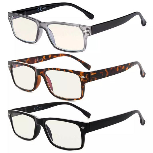3 Pack Blue Light Filter Reading Glasses Computer Readers UVR108eyekeeper.com