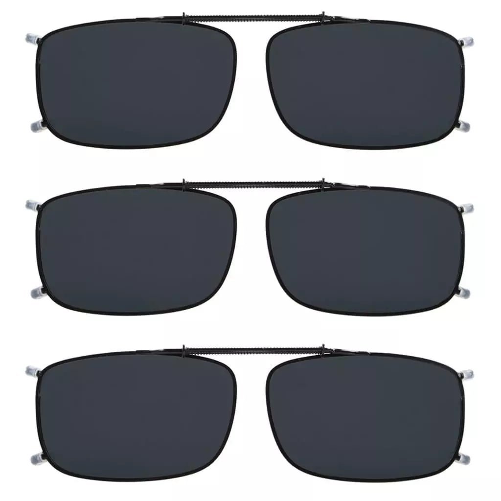 3 Pack Polarized Clip on Sunglasses with Spring Draw Bar C63 (54MMx34MM)eyekeeper.com