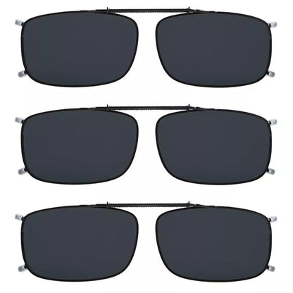 3 Pack Polarized Clip on Sunglasses with Spring Draw Bar C63 (54MMx34MM)eyekeeper.com