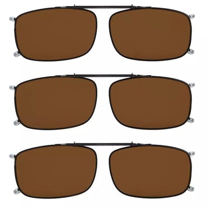 3 Pack Polarized Clip on Sunglasses with Spring Draw Bar C63 (54MMx34MM)eyekeeper.com