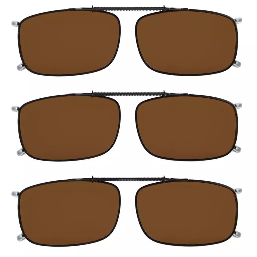 3 Pack Polarized Clip on Sunglasses with Spring Draw Bar C63 (54MMx34MM)eyekeeper.com