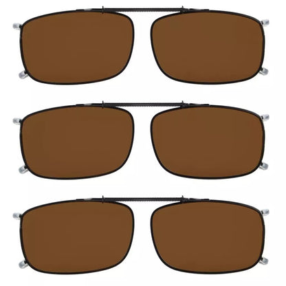 3 Pack Polarized Clip on Sunglasses with Spring Draw Bar C63 (54MMx34MM)eyekeeper.com