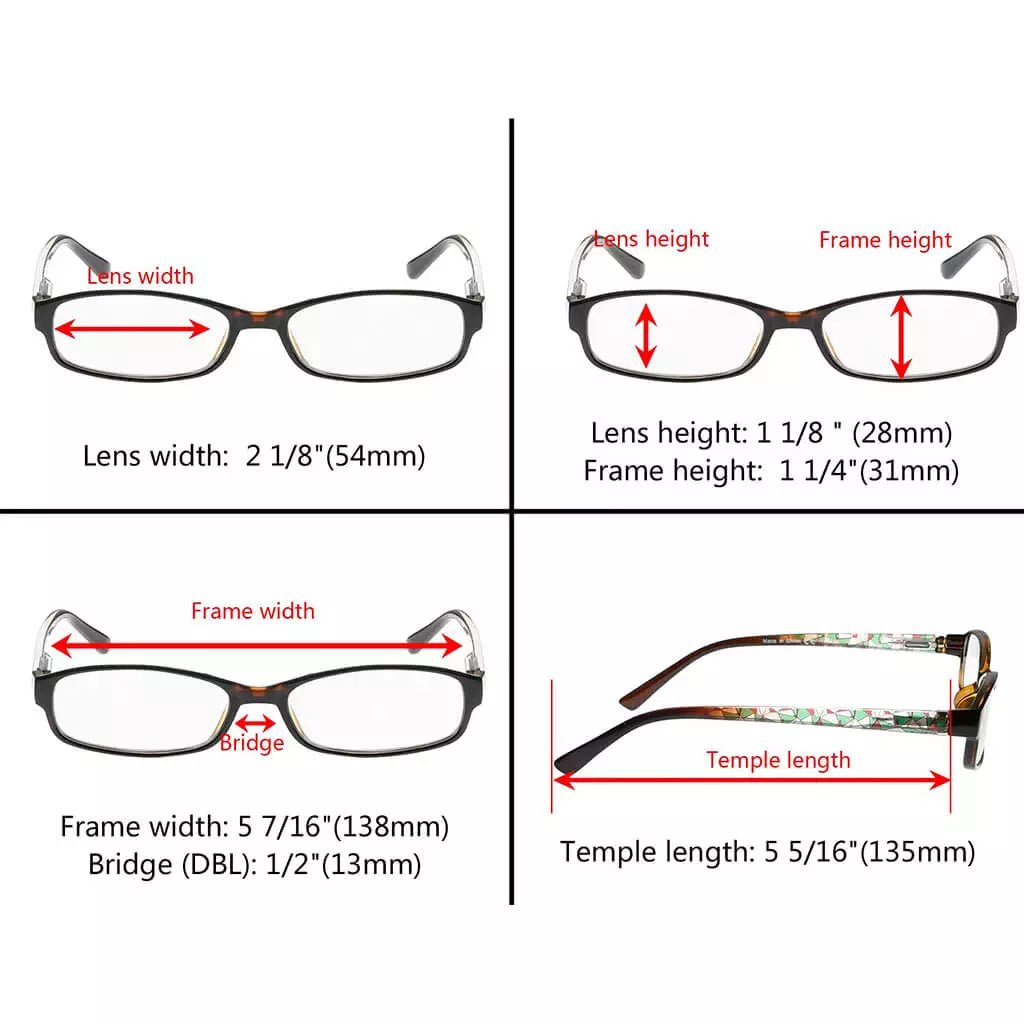 3 Pack Small Lens Reading Glasses with Pattern Temples R908eyekeeper.com