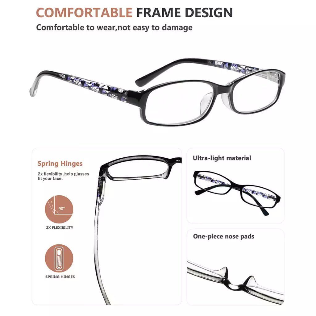 3 Pack Small Lens Reading Glasses with Pattern Temples R908eyekeeper.com