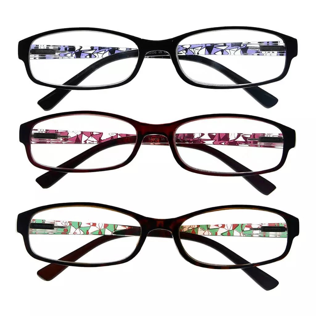 3 Pack Small Lens Reading Glasses with Pattern Temples R908eyekeeper.com