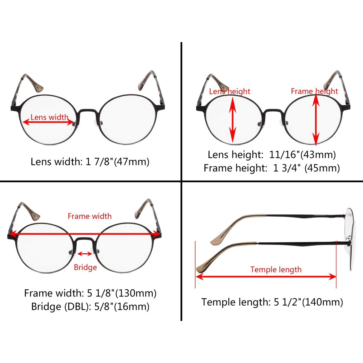 3 Pack Vintage Round Reading Glasses Readers R15044