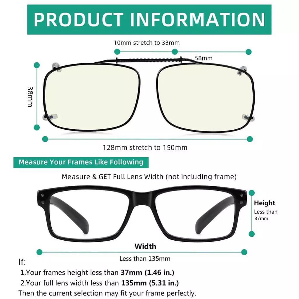 3 Pack Wide Clip on Blue Light Filter Glasses C60 (58MMx38MM)eyekeeper.com