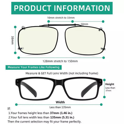 3 Pack Wide Clip on Blue Light Filter Glasses C60 (58MMx38MM)eyekeeper.com