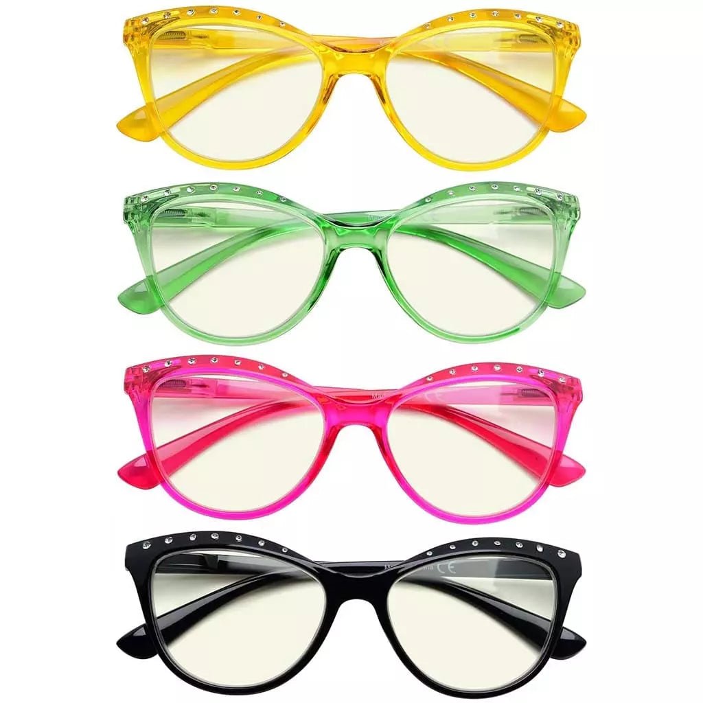 4 Pack Cat - eye Blue Light Filter Readers UVR2001eyekeeper.com