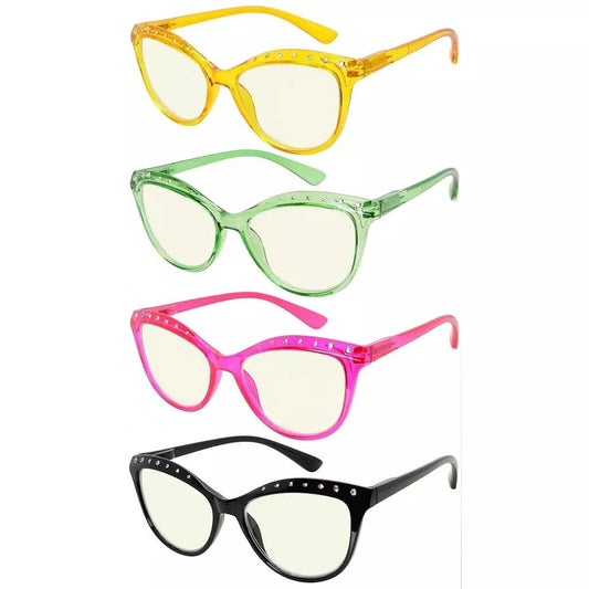 4 Pack Cat - eye Blue Light Filter Readers UVR2001eyekeeper.com