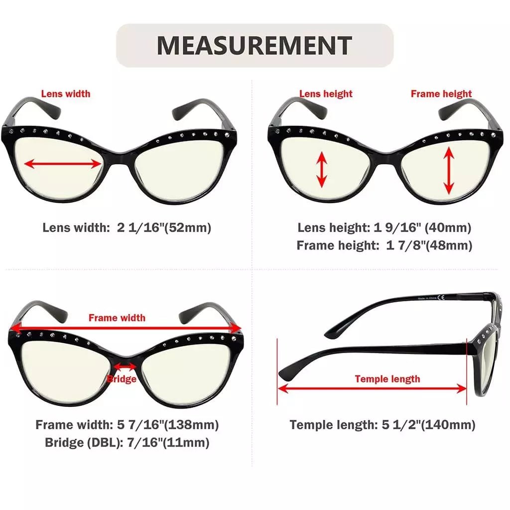 4 Pack Cat - eye Blue Light Filter Readers UVR2001eyekeeper.com