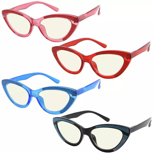 4 Pack Cat - eye Blue Light Filter Readers UVR2029eyekeeper.com