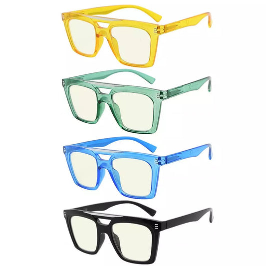 4 Pack Double Bridge Blue Light Blocking Reading Glasses UVR2034eyekeeper.com