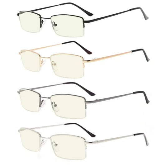 4 Pack Half - rim Elegant Metal Blue Light Filter Readers CG1708eyekeeper.com