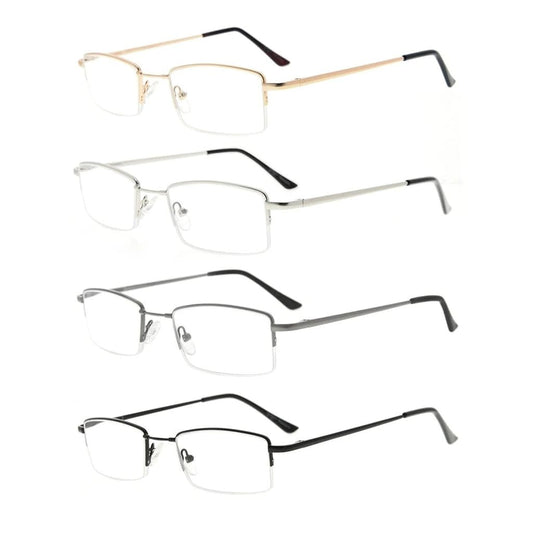 4 Pack Half - rim Reading Glasses Metal Frame Readers R1708eyekeeper.com