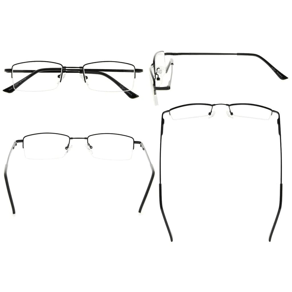 4 Pack Half - rim Reading Glasses Metal Frame Readers R1708eyekeeper.com