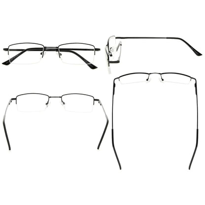 4 Pack Half - rim Reading Glasses Metal Frame Readers R1708eyekeeper.com