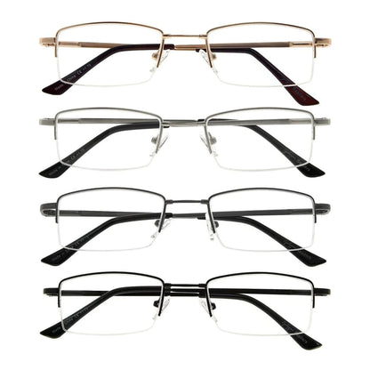 4 Pack Half - rim Reading Glasses Metal Frame Readers R1708eyekeeper.com