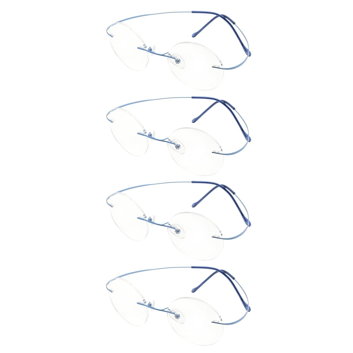 4 Pack Lightweight Round Rimless Eyeglasses Y43eyekeeper.com