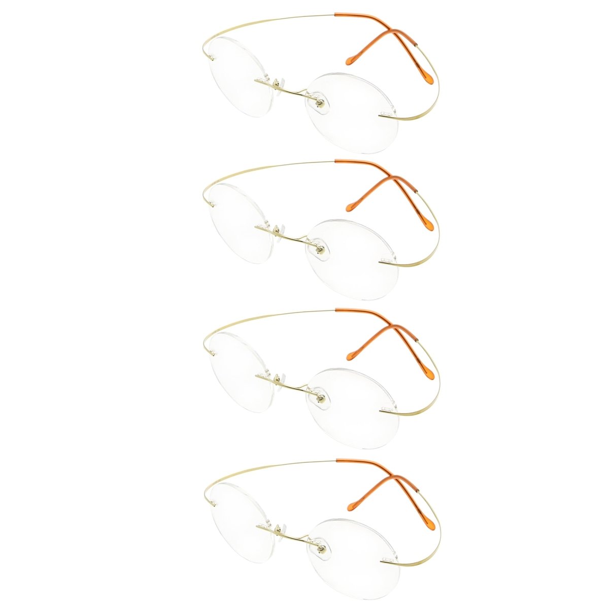 4 Pack Lightweight Round Rimless Eyeglasses Y43eyekeeper.com