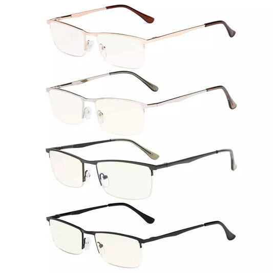 4 Pack Metal Frame Blue Light Filter Reading Glasses UVR1614eyekeeper.com