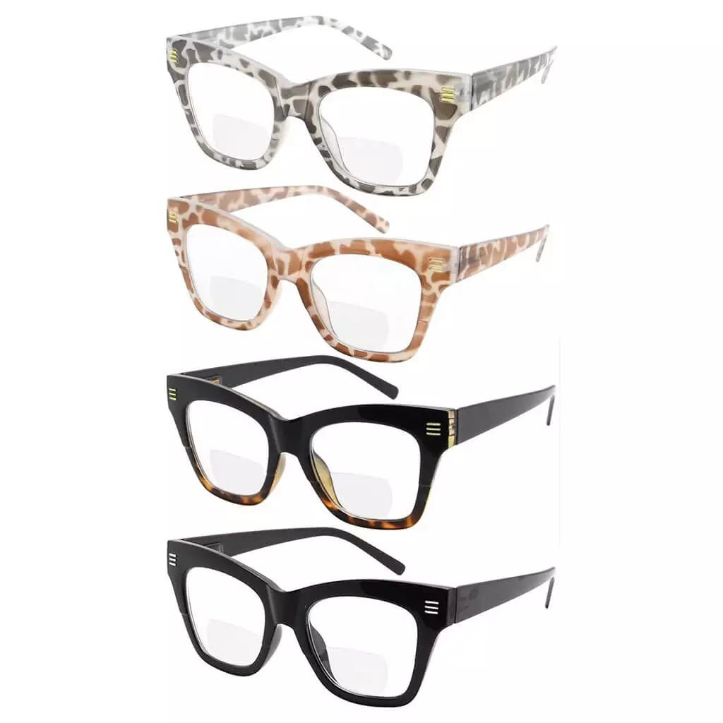 4 Pack Modern Bifocal Reading Glasses Thick Frame Readers BR2111eyekeeper.com