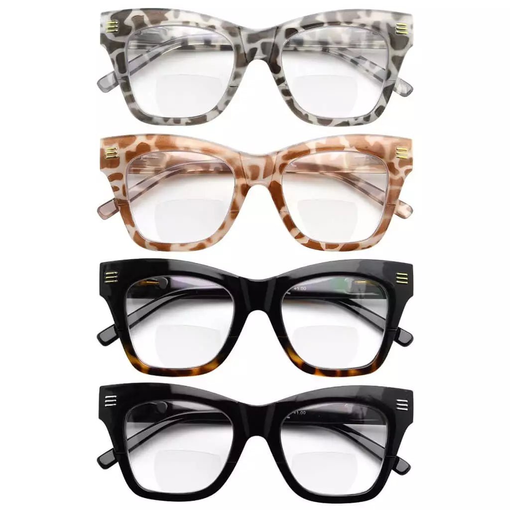 4 Pack Modern Bifocal Reading Glasses Thick Frame Readers BR2111eyekeeper.com