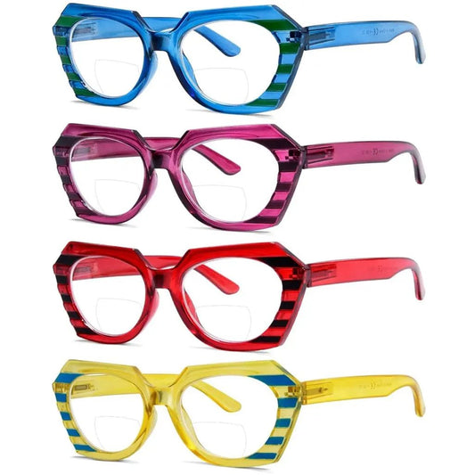 4 Pack Oval Design Bifocal Reading Glasses Stripe Readers BR2135eyekeeper.com