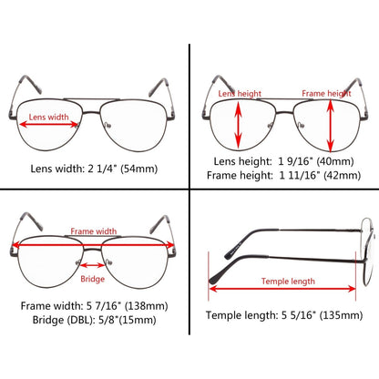 4 Pack Pilot Reading Glasses Metal Frame Readers R1502eyekeeper.com