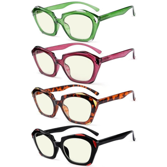 4 Pack Polygon Blue Light Filter Reading Glasses UV2129eyekeeper.com