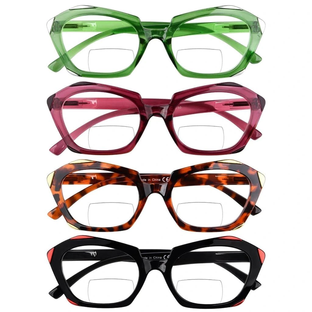 4 Pack Polygon Retro Bifocal Reading Glasses Edgy Readers BR2129eyekeeper.com