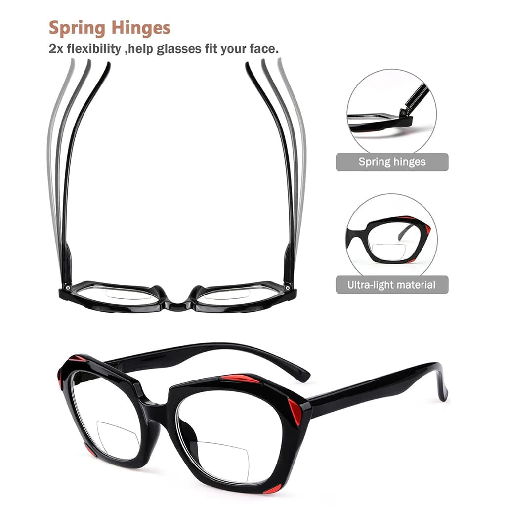4 Pack Polygon Retro Bifocal Reading Glasses Edgy Readers BR2129eyekeeper.com