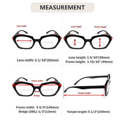 4 Pack Polygon Retro Bifocal Reading Glasses Edgy Readers BR2129eyekeeper.com