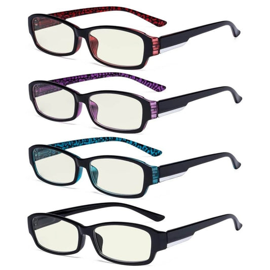 4 Pack Rectangle Blue Light Filter Readers UVR9105eyekeeper.com