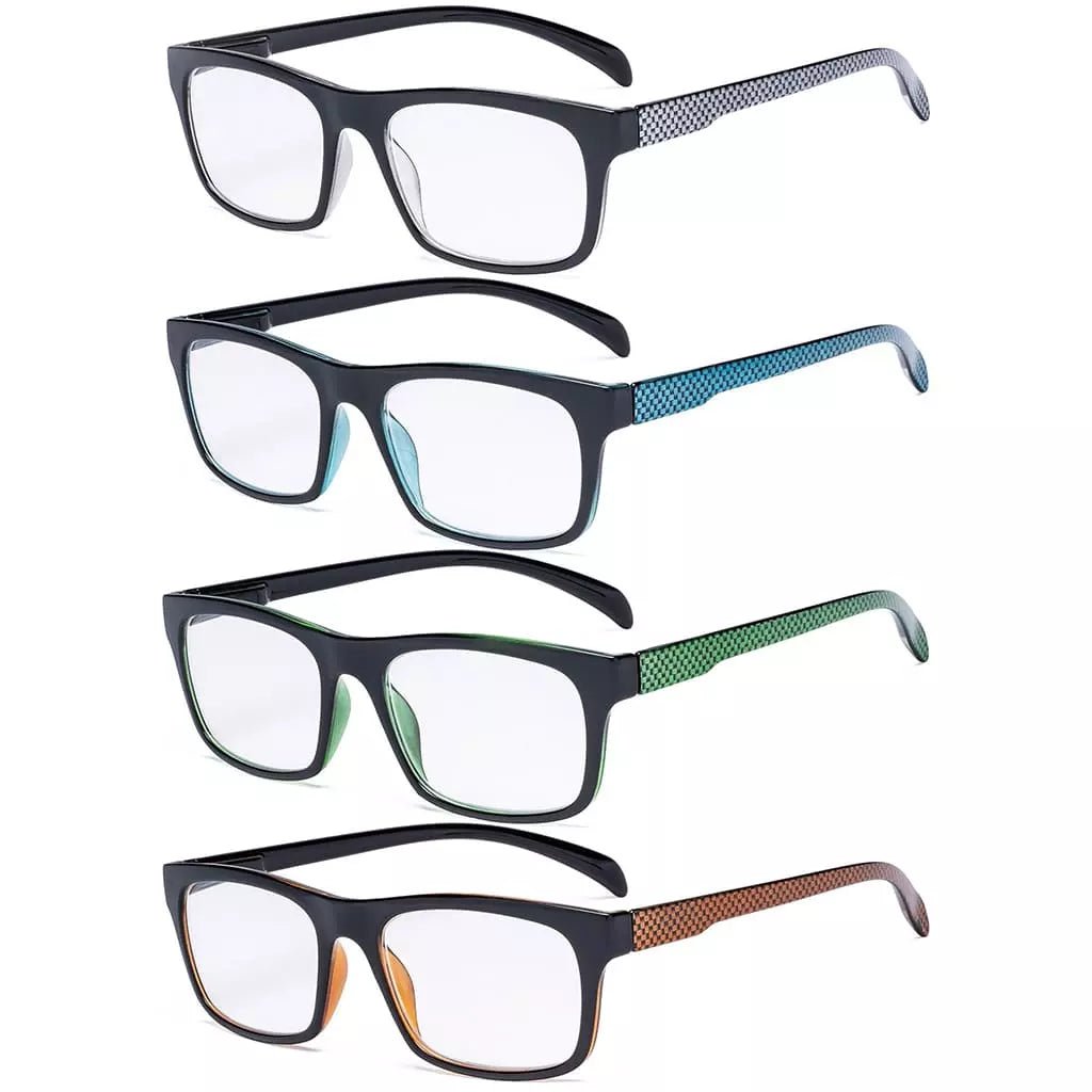 4 Pack Rectangle Reading Glasses for Round Face R047eyekeeper.com