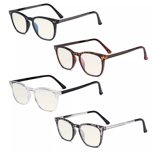 4 Pack Retro Blue Light Filter Reading Glasses UVRJ003eyekeeper.com