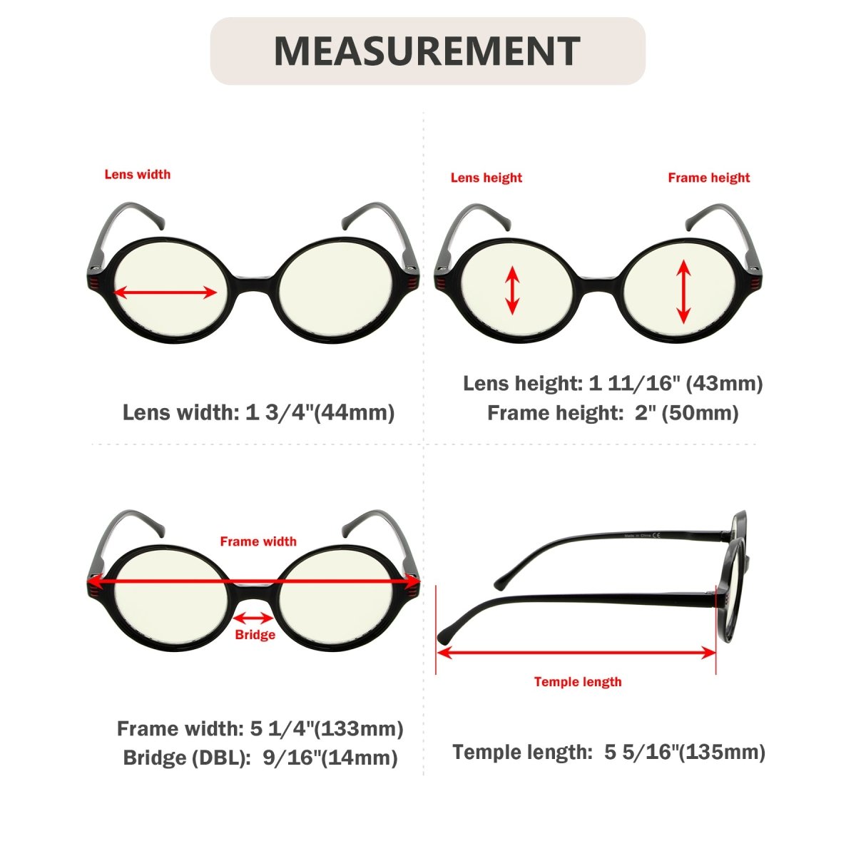 4 Pack Round Blue Light Filter Reading Glasses UVR2025eyekeeper.com