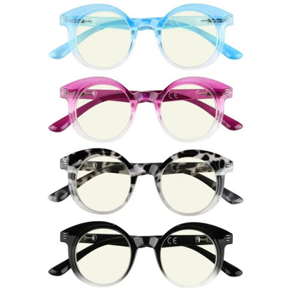 4 Pack Round Chic Blue Light Filter Reading Glasses UVR2032eyekeeper.com