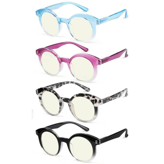 4 Pack Round Chic Blue Light Filter Reading Glasses UVR2032eyekeeper.com