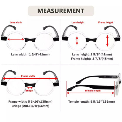 4 Pack Round Cute Reading Glasses Vintage Stylish Readers R2007Teyekeeper.com