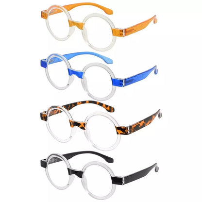 4 Pack Round Cute Reading Glasses Vintage Stylish Readers R2007Teyekeeper.com