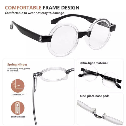 4 Pack Round Cute Reading Glasses Vintage Stylish Readers R2007Teyekeeper.com